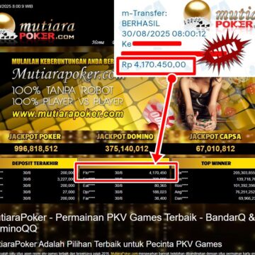 Bukti Withdraw ( 4,170,450,-) Member Setia Mutiarapoker