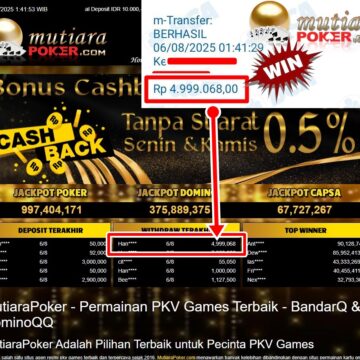Bukti Withdraw ( 4,999,068,-) Member Setia Mutiarapoker