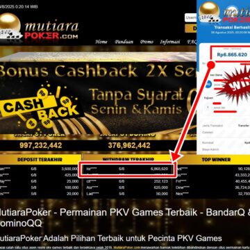 Bukti Withdraw ( 6,865,620,-) Member Setia Mutiarapoker
