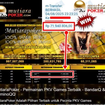 Bukti Withdraw ( 71,940,806,-) Member Setia Mutiarapoker