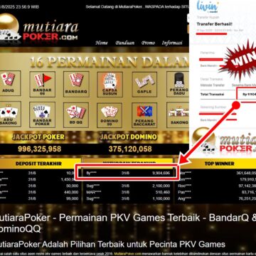 Bukti Withdraw ( 9,904,696,-) Member Setia Mutiarapoker