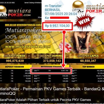 Bukti Withdraw ( 9,957,104,-) Member Setia Mutiarapoker