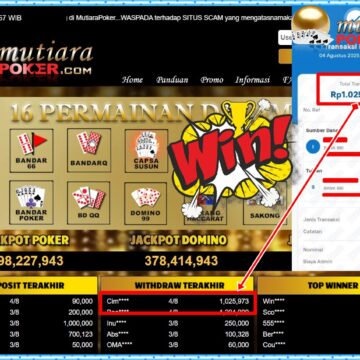 Bukti Withdraw ( 1,025,973,-) Member Setia Mutiarapoker