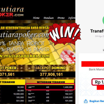Bukti Withdraw ( 1,400,000,- ) Member Setia MutiaraPoker