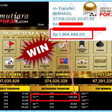 Bukti Withdraw ( 1,364,898,- ) Member Setia MutiaraPoker
