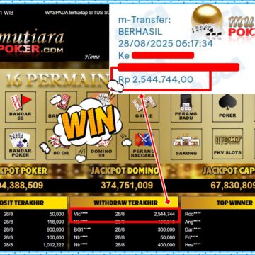 Bukti Withdraw ( 2,544,744,- ) Member Setia MutiaraPoker
