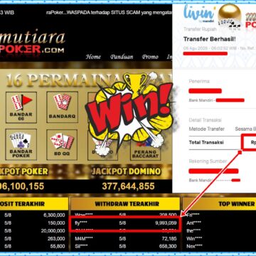Bukti Withdraw ( 9,993,059,- ) Member Setia MutiaraPoker
