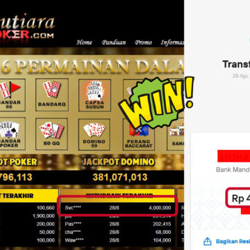 Bukti Withdraw ( 4,000,000,- ) Member Setia MutiaraPoker