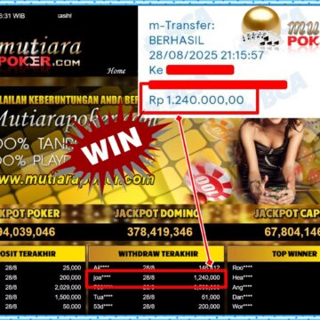 Bukti Withdraw ( 1,240,000,- ) Member Setia MutiaraPoker