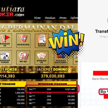 Bukti Withdraw ( 9,301,408,- ) Member Setia MutiaraPoker