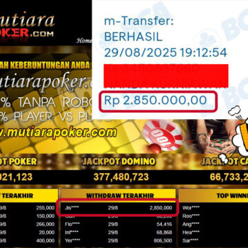 Bukti Withdraw ( 2,850,000,- ) Member Setia MutiaraPoker