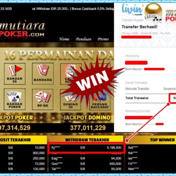 Bukti Withdraw ( 3,198,300,- ) Member Setia MutiaraPoker