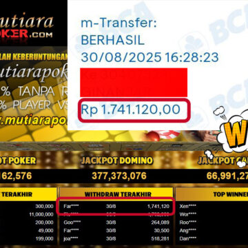 Bukti Withdraw ( 1,741,120,- ) Member Setia MutiaraPoker