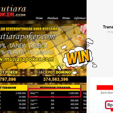 Bukti Withdraw ( 1,500,000,- ) Member Setia MutiaraPoker