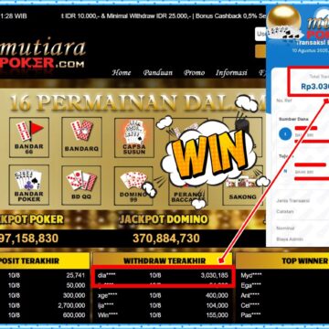 Bukti Withdraw ( 3,030,185,-) Member Setia Mutiarapoker