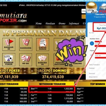 Bukti Withdraw ( 1,002,000,-) Member Setia Mutiarapoker