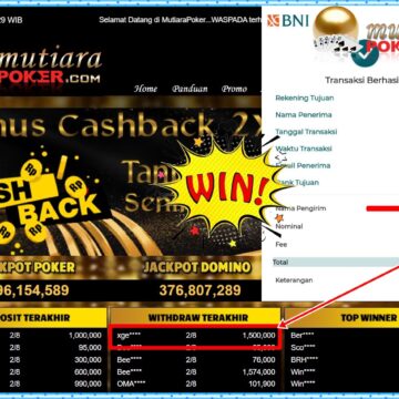 Bukti Withdraw ( 1,500,000,-) Member Setia Mutiarapoker
