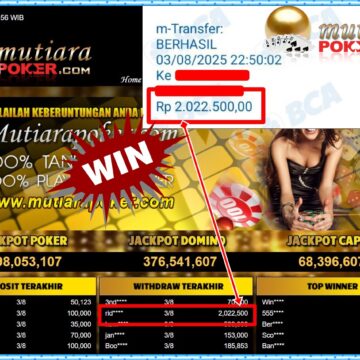Bukti Withdraw ( 2,022,500,-) Member Setia Mutiarapoker