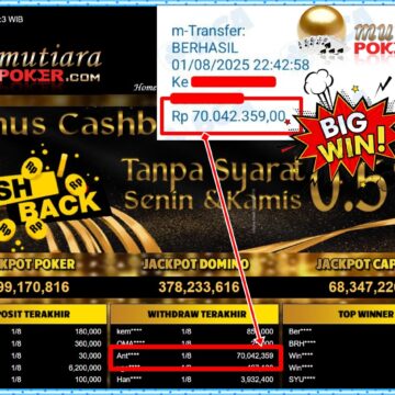 Bukti Withdraw ( 70,042,359,-) Member Setia Mutiarapoker