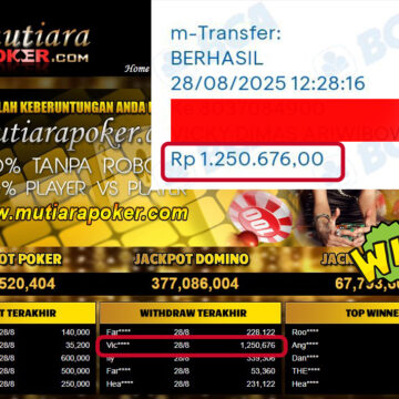 Bukti Withdraw ( 1,250,676,- ) Member Setia MutiaraPoker