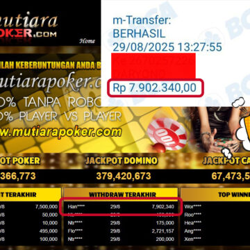 Bukti Withdraw ( 7,902,340,- ) Member Setia MutiaraPoker