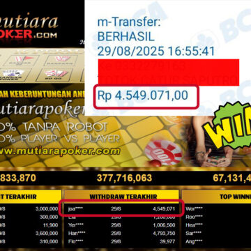 Bukti Withdraw ( 4,549,071,- ) Member Setia MutiaraPoker