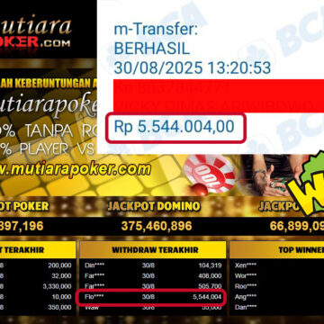 Bukti Withdraw ( 5,544,004,- ) Member Setia MutiaraPoker
