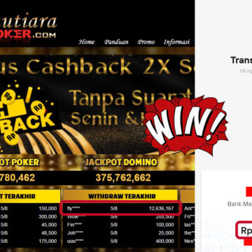Bukti Withdraw ( 12,636,167,- ) Member Setia MutiaraPoker