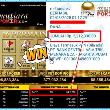 Bukti Withdraw ( 5,212,330,-) Member Setia Mutiarapoker