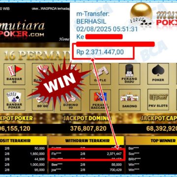 Bukti Withdraw ( 2,371,447,-) Member Setia Mutiarapoker