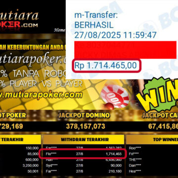 Bukti Withdraw ( 1,714,465,- ) Member Setia MutiaraPoker