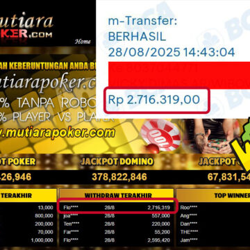 Bukti Withdraw ( 2,716,319,- ) Member Setia MutiaraPoker