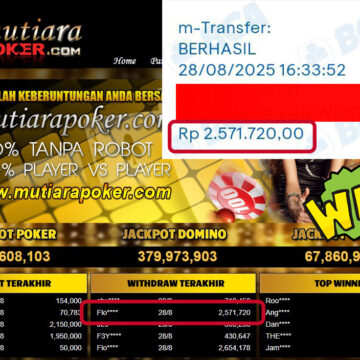Bukti Withdraw ( 2,571,720,- ) Member Setia MutiaraPoker