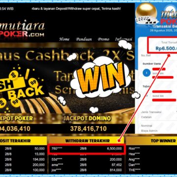 Bukti Withdraw ( 6,500,000,- ) Member Setia MutiaraPoker