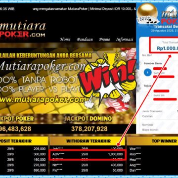 Bukti Withdraw ( 1,000,000,- ) Member Setia MutiaraPoker