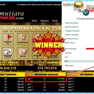 Bukti Withdraw ( 1,317,600,- ) Member Setia MutiaraPoker
