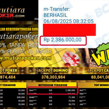 Bukti Withdraw ( 2,386,000,- ) Member Setia MutiaraPoker