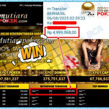 Bukti Withdraw ( 4,999,068,- ) Member Setia MutiaraPoker