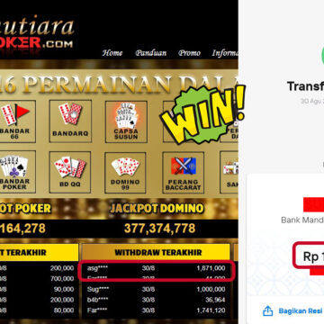 Bukti Withdraw ( 1,871,000,- ) Member Setia MutiaraPoker