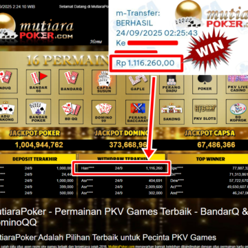 Bukti Withdraw ( 1,116,260,- ) Member Setia MutiaraPoker