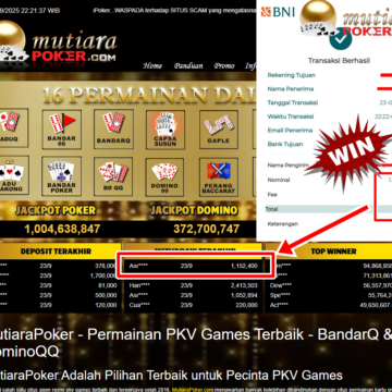 Bukti Withdraw ( 1,152,400,- ) Member Setia MutiaraPoker
