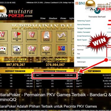 Bukti Withdraw ( 1,200,580,-) Member Setia Mutiarapoker