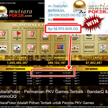 Bukti Withdraw ( 14,513,805,- ) Member Setia MutiaraPoker