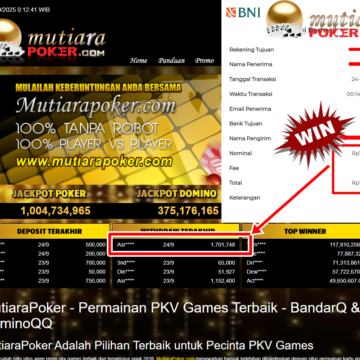Bukti Withdraw ( 1,701,748,- ) Member Setia MutiaraPoker