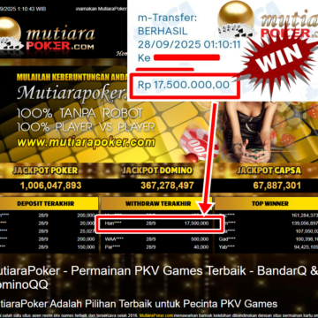 Bukti Withdraw ( 17,500,000,- ) Member Setia MutiaraPoker