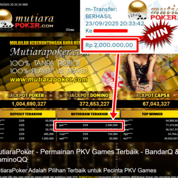 Bukti Withdraw ( 2,000,000,- ) Member Setia MutiaraPoker