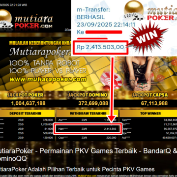 Bukti Withdraw ( 2,413,503,- ) Member Setia MutiaraPoker