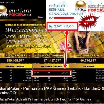 Bukti Withdraw ( 2,601,311,-) Member Setia Mutiarapoker