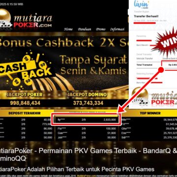 Bukti Withdraw ( 2,833,000,-) Member Setia Mutiarapoker