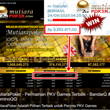 Bukti Withdraw ( 3,352,877,- ) Member Setia MutiaraPoker